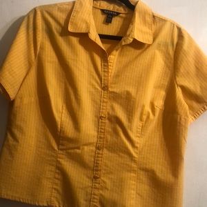George very yellow fitted button up blouse. Could be jacket with tank. Large.